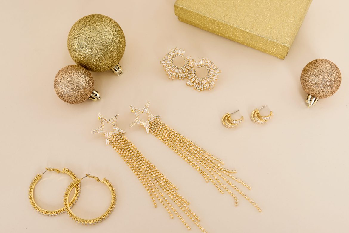 Goudgeplaatste kristal oorbellen set - ster-vormige hangoorbellen, hanger oorbellen met stenen, luxe sieraden voor vrouwen