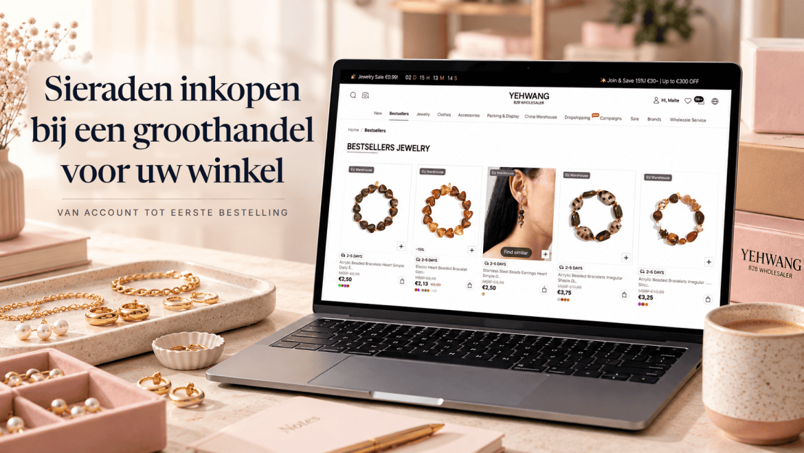 Online sieraden inkopen bij groothandel Yehwang, met bestsellers op de groothandelswebsite
